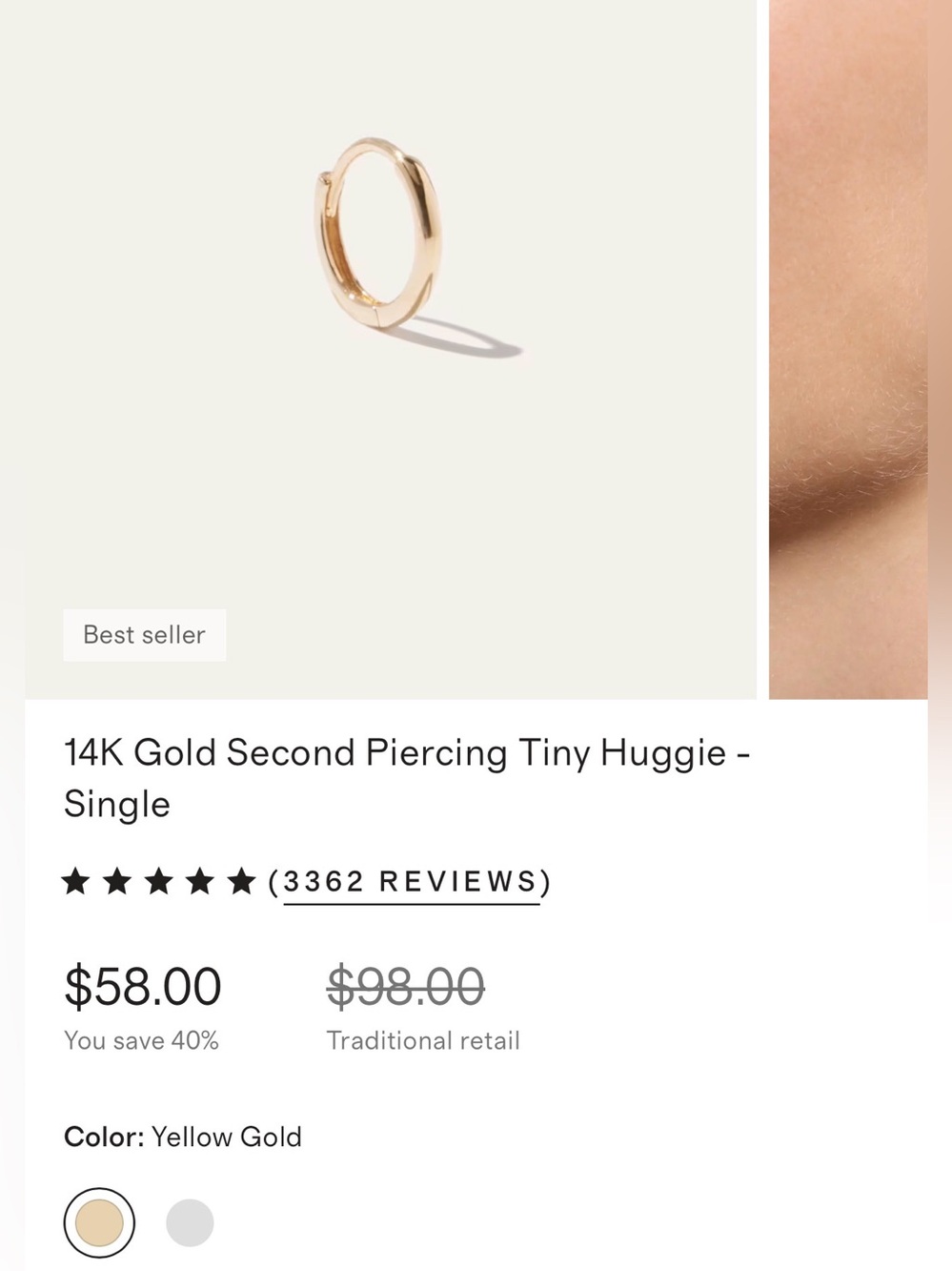 Quince 14K Yellow Gold Tiny Huggie Earring